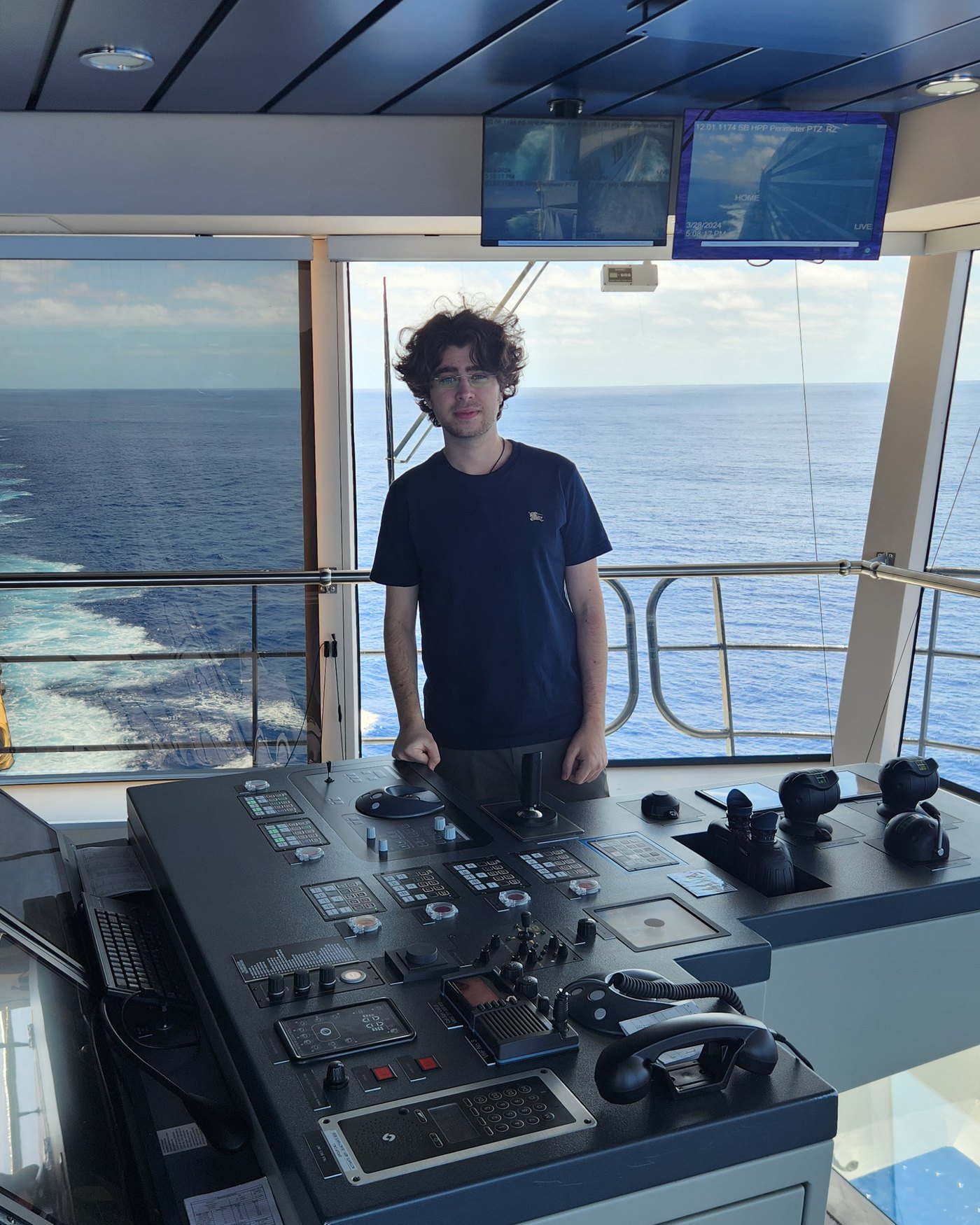 Mert Tureli on a ship's bridge